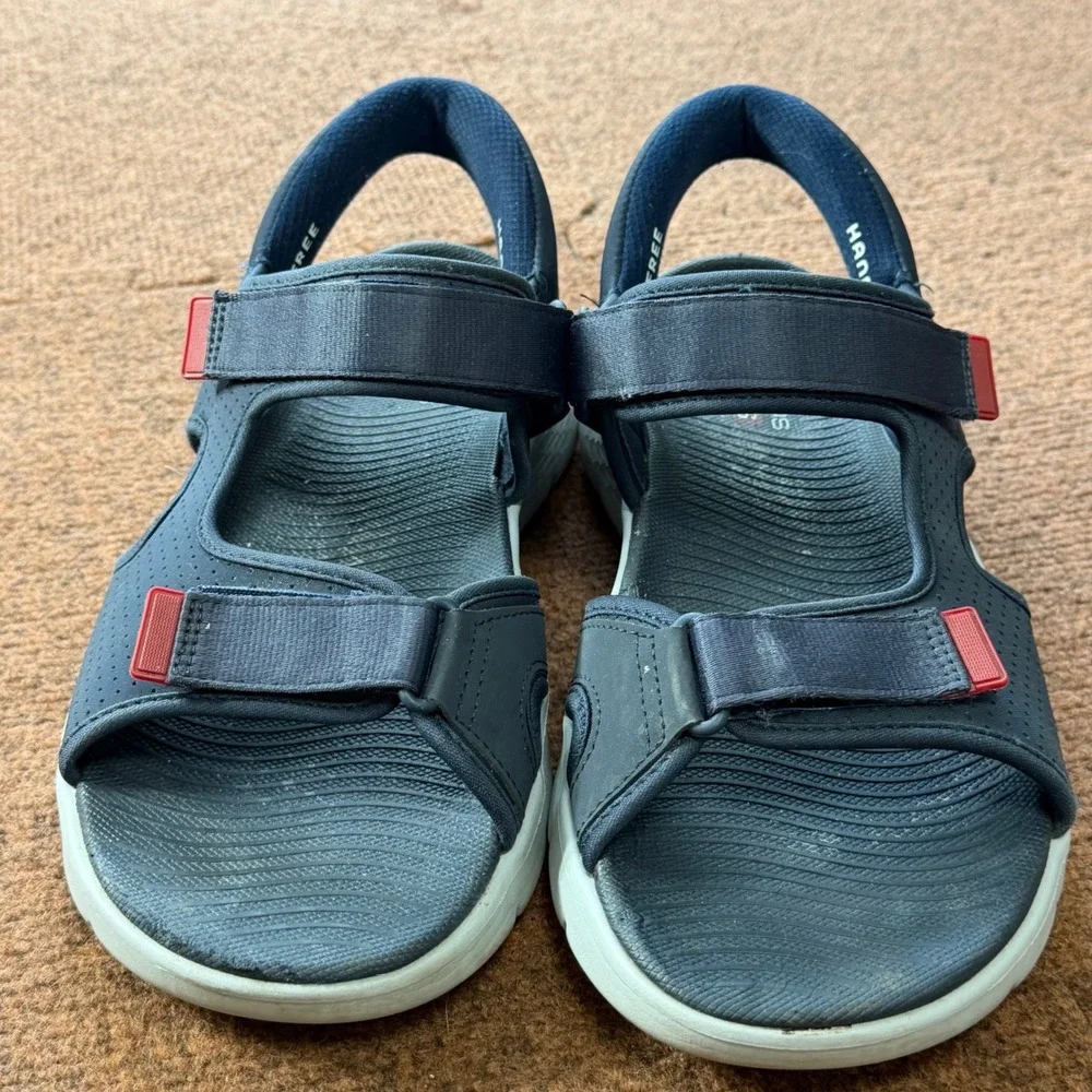 Skechers Hands Free Slip-ins GO WALK 6 Mens Navy Red Sandals 229210 NVRD Size 10